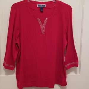Red shirt with beading